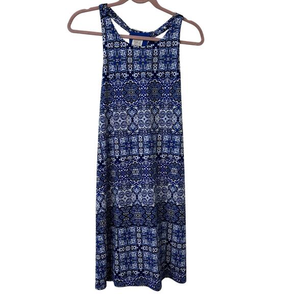 Cupio Womens Sz Medium Blue Floral Paisley Sleeveless Dress Summer Boho Vacation - Picture 1 of 7